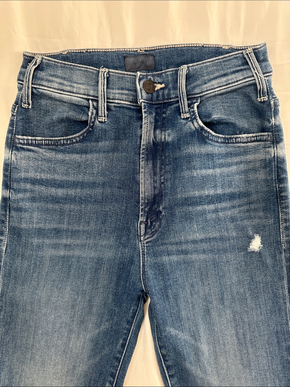 MOTHER Straight Leg Ankle Jeans in Medium Blue Wash - Picture 4 of 4